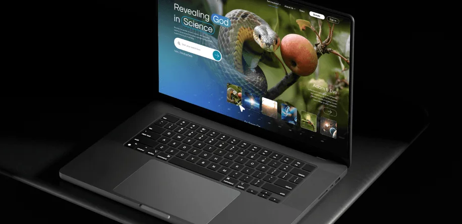 Redesigned legacy website shown on a laptop