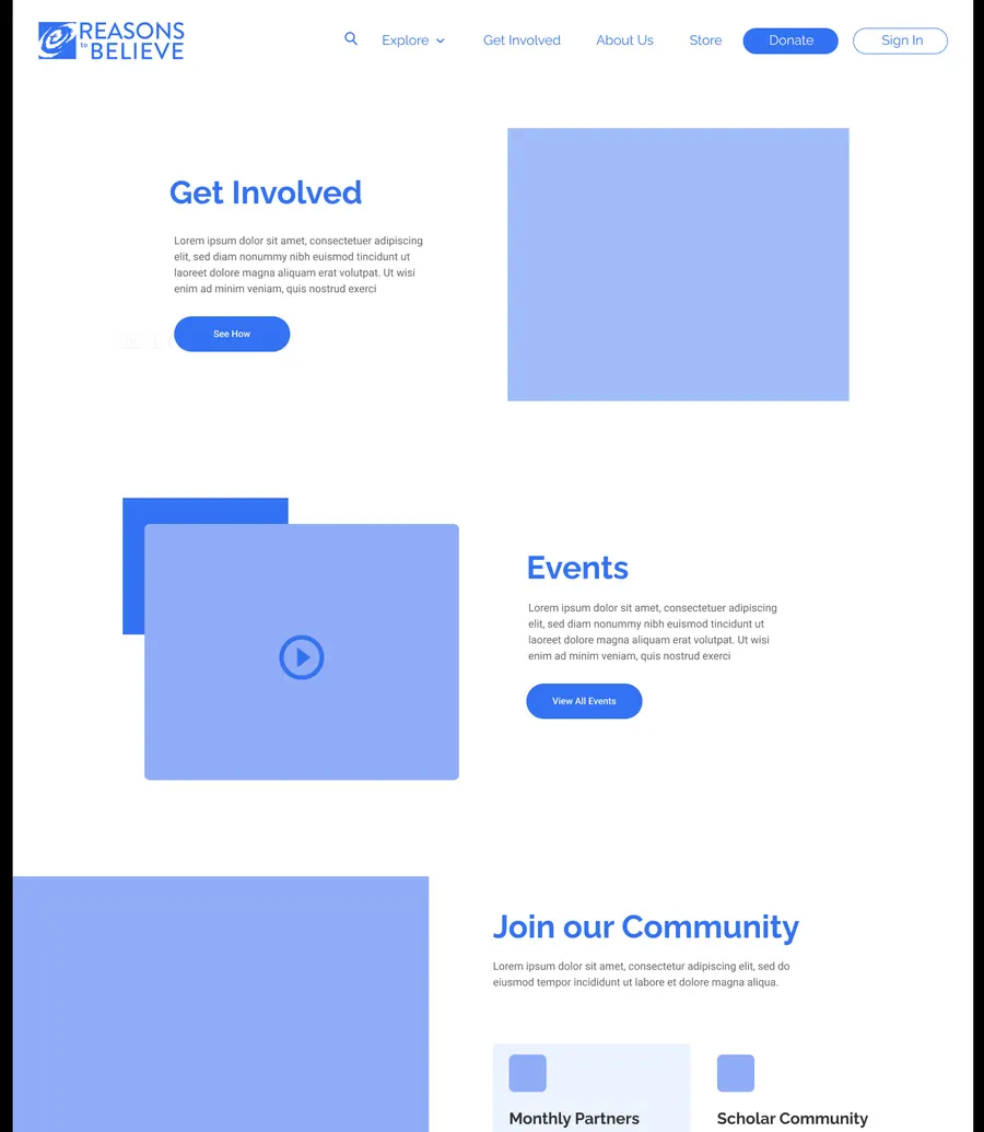 Get Involved wireframe